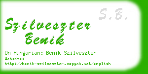 szilveszter benik business card